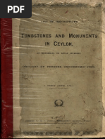 List of Inscriptions On Tombstones-And-monuments-In-ceylon C. M. Printed Cottle Governmknt Printers Ceylon 1911