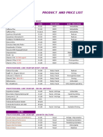 Product and Price List: Professional Line Denova - Body