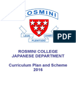 Rosmini College Japanese Department Curriculum Plan and Scheme 2016