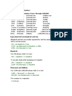 Table of Cardinal Numbers Cardinal Numbers From 1 Through 1,000,000