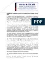 Press Release - Philippine Business Forum in Edinburgh On Renewable Energy 2010