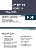 The Unit Titles Framework in Tanzania