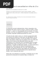 Educación de La Sexualidad en Niños de 10 A 12 Años