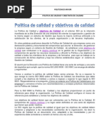 POLITICA DE CALIDAD - Con Ejemplos PDF