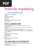 Nternet Marketing: .Is It There Yet