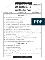 Mathematics - 2: A Model Question Paper