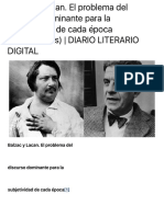 Balzac y Lacan. El Problema Del Discurso Dominante para La Subjetividad de Cada Época