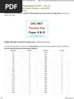 UGC NET Answer Key Home Science - July 2016 UGC NET JULY 2016 - CBSE-NET