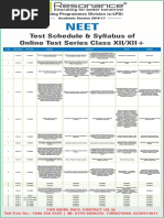 Test Schedule & Syllabus of Online Test Series Class XII/XII+