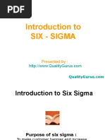 Introduction To Six - Sigma: Presented by