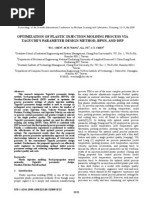 Optimization of Plastic Injection Molding Process Via Taguchi'S Parameter Design Method, BPNN, and DFP