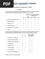 Work Performance Questionnaire - Baseline: Enter Number