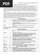 16-17 Residential Community Operational Dates For Ras