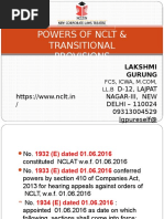 Powers of NCLT & Transitional Provisions - NCLT