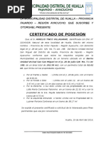 Certificado de Posesion de Predio Urbano