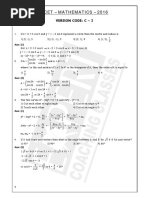 Kcet - Mathematics - 2016: Version Code: C - 3