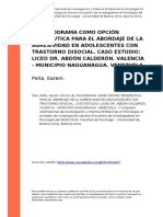 Pena, Karem (2013) - El Psicodrama Como Opcion Terapeutica para El Abordaje de La Agresividad en Adolescentes Con Trastorno Disocial. Caso (..)