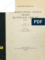 British Museum-Hieroglyphic Texts From Egyptian Stelae-1-1961 PDF