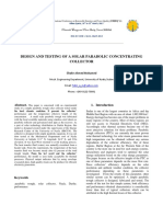 Design and Testing of A Solar Parabolic Concentrating Collector