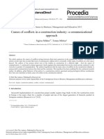 Causes of Conflicts in A Construction Industry - A Communicational Approach