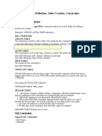 Ex - No-1 Data Definition, Table Creation, Constraints