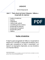 Aula V - Teoria Geral Do Direito Falimentar - Falência e Recuperação de Empresas. Resumo