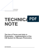 CIE TN 0042016 The Use of Terms and Units in Photometry - Implementation of The CIE System For Mesopic Photometry