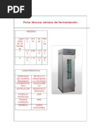 Ficha Técnica Cámara de Fermentación