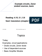 Lecture #14 Example Circuits, Zener Diodes, Dependent Sources, Basic Amplifiers