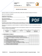 Formato Encuesta para Determinar El Ambiente Laboral