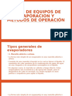 Tipos de Equipos de Evaporacion