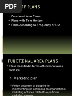 Typesofplans: Functional Area Plans Plans With Time Horizon Plans According To Frequency of Use