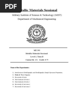 ME 292 - Metallic Materials Sessional