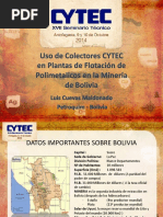 05 Uso de Colectores Cytec en Plantas de Flotación de Polimetálicos en La Minería de Bolivia - Luis Cuevas Petroquim