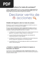 Cómo Declarar La Venta de Acciones