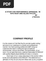 A Study For Performance Apprasial in Rite Roof and Allied PVT - LTD BY J.Yamuna