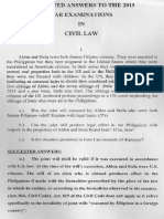 Suggested Bar Questions and Answers For Civil Law Bar Exam of 2015