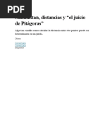 Manhattan y Pitagoras, Aplicacion Distancia Entre Dos Puntos