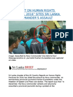 Us "Report On Human Rights Practices, 2016 Sites Sri Lanka Navy Commander's Assault