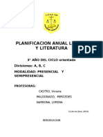 Planificacion Anual de 3° Añol Lengua y Literatura