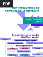 Manifestaciones Del Narrador en La Literatura