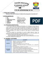 1° Grado - Proyecto de Aprendizaje 06 - Microsoft Excel