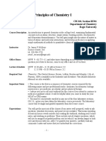 Principles of Chemistry I: CH 210, Section RU01 Department of Chemistry Regis University