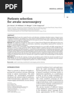 Patients Selection For Awake Neurosurgery: Original Article