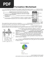 Soil Formation Worksheet Student Version