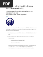 Afiliación o Inscripción de Una Empresa en El IVSS