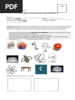 Prueba Ciencias Naturales Unidad 1