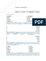 Ejercicios de Sinónimos y Antónimos Respuestas