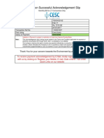 Transaction Successful Acknowledgement Slip: Thank You For Your Concern Towards The Environment by Paying Online