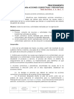 Procedimientos - Acciones Correctivas y Preventivas